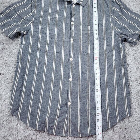 Madewell Easy Fit Crinkle Cotton Short Sleeve Shirt Small Striped Gray Men's - Picture 8 of 8